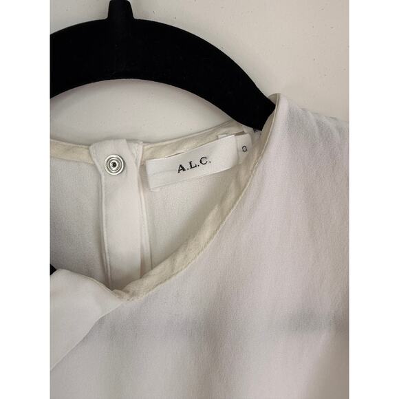 A.L.C. White Sleeveless Asymmetrical Silk Blend Top Size 0 - Picture 4 of 7